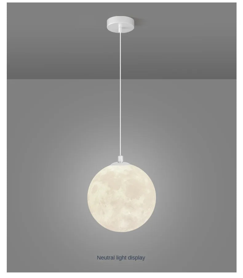 Modern LED Lunar Ceiling Chandelier Planet Shaped Moon Living Dining Room Pendent Lamp Home Decors Hanging Light Luster Fixtures