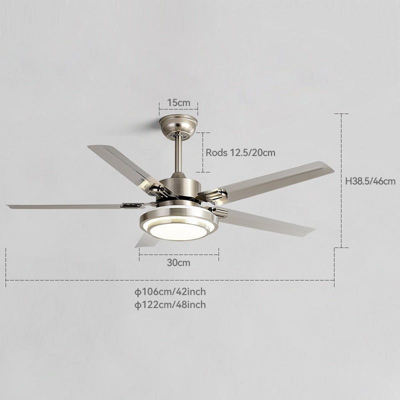 Stainless Steel Ceiling Fan Lightmodern Electric Fan Ceiling LightLED Remote Control Ceiling Fan Light 110v
