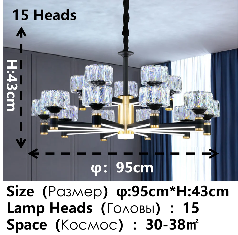 Modern Crystal Glass Ceiling Chandelier LED Pendant Lights Home Decorative for Living Room Bedroom Kitchen Dining Room Indoor