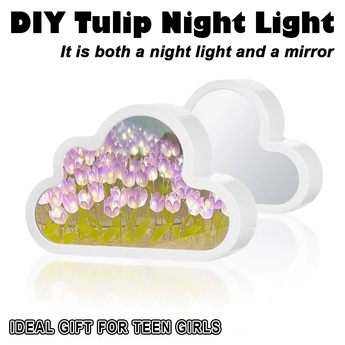 DIY Tulip Flowers LED Night Light - Colorful Cloud Shape Atmosphere Lamp