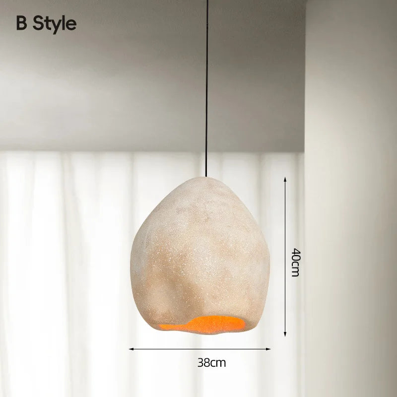 Japanese Wabi-Sabi Pendant Light - E27 LED Ceiling Lamp for Bedroom (3000K)