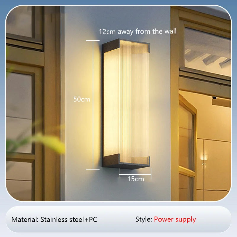 Solar Wall Light (Stainless Steel, Waterproof) - Black Outdoor Auto On/Off LED Sconce Lighting Fixture for Balcony, Patio, Garden & Villa Gate Decor