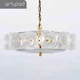 Vintage Glass Petal Chandelier for Living Room Dining Room French Green Cear Glass Hanging Pendant Chandelier Lights Bedroom