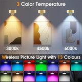 3-Pack Wireless Battery Picture Lights - Magnetic LED Art Lamp with Remote Control