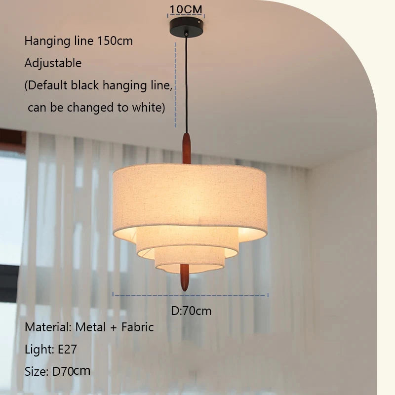 Nordic Minimalist Wabi Sabi Fabric Chandelier Living Dining Room Bedroom Pendant Light Home Indoor Lighting Hanging Lamp Fixture