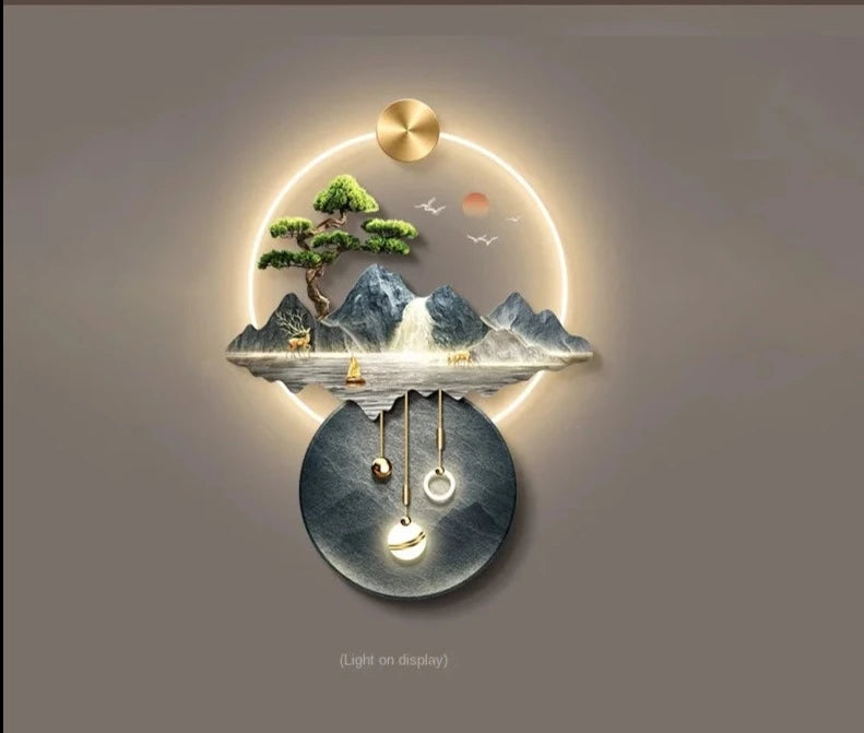 Light Luxury Corridor Home Decoration with Light Chinese Style Landscape Decorations Hanging Living Room Background Wall Decor