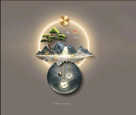 Light Luxury Corridor Home Decoration with Light Chinese Style Landscape Decorations Hanging Living Room Background Wall Decor