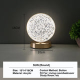 3D Moon Crystal Table Lamp - Touch Dimming USB Rechargeable Night Light for Bedroom, Girls Room Aesthetic Decor