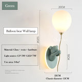 Pink Balloon Bear Wall Lamps Cute Children's Room Lamp Modern Warm Princess Room Nursery Girl Boy Bedroom Bedside Wall Lights