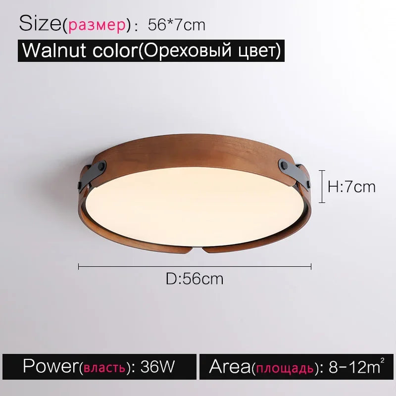 Ceiling Lamps Japanese Creative Walnut Bedroom Lamp Modern Lamp Round Room Lamp Main Bedroom Restaurant Nordic Lamp