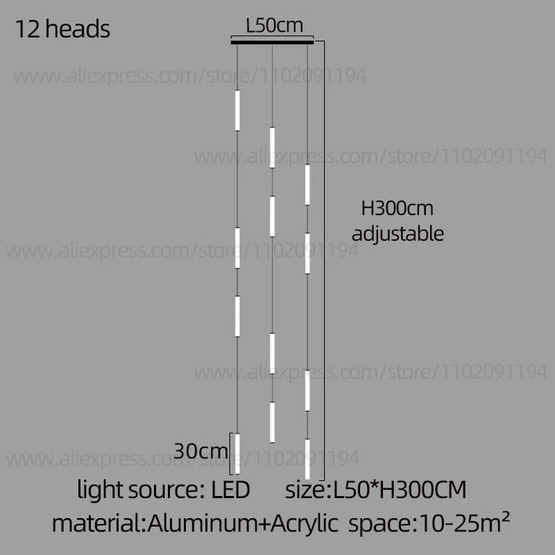 Long Chandelier Staircase Lamp Designer Modern Living Room Chandelier Nordic Indoor Villa Hall Long Line Penthouse Pendant Lamp