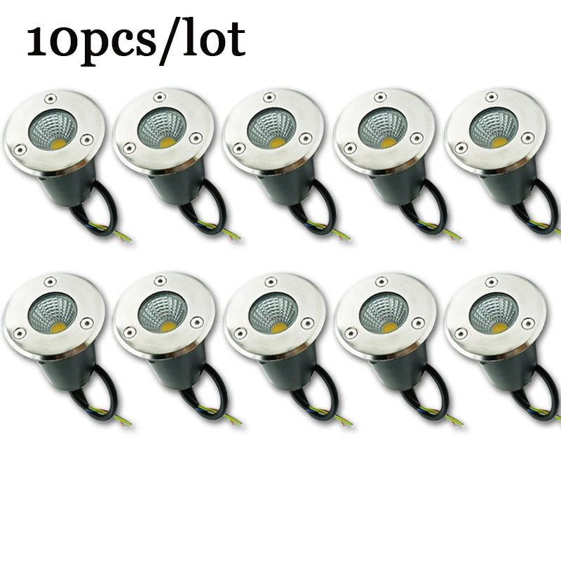 10 PCS Waterproof IP67 LED underground Light 1W 3W 10W 15W Outdoor Ground Garden Path Floor Buried Yard Spot Landscape 110V 220V 12V