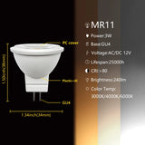 LED Mini spotlight 4-20PCS MR11 GU4.0 Low voltage AC/DC 12V 3W 3000K/4000K/6000K super light suitable for kitchen and study