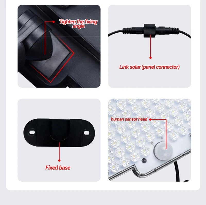 106LED Solar Light Outdoor Waterproof with Motion Sensor Floodlight Remote Control 3 Modes for Patio Garage Backyard Solar Lamp