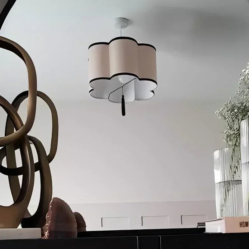 Modern Fabric Shade Pendant Light - Textile Ceiling Hanging Chandelier Lamp Fixture for Living Room, Bedroom, Restaurant & Bar Decor