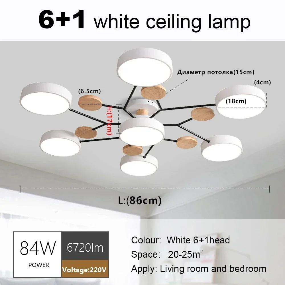 Nordic Creative Macaron Log LED Ceiling Light Bedroom Living Room Chandelie Modern Villa Restaurant Interior Lighting Decoration