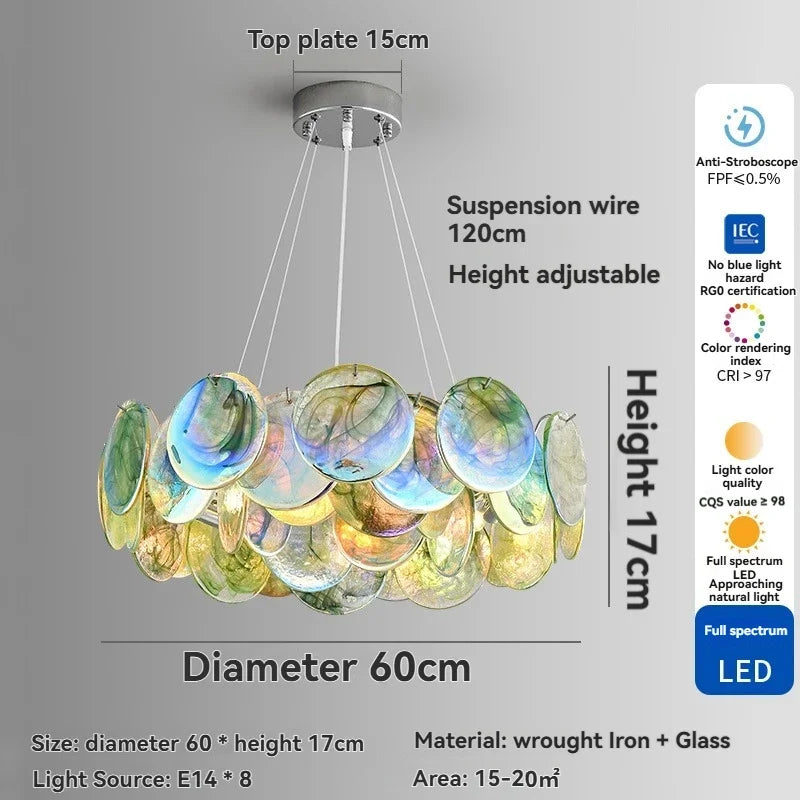 Colorful Italian Murano Glass Ceiling Chandelier - Luxury Handblown Pendant Light Fixture for Living Room, Bedroom & Hotel Lobby Decor