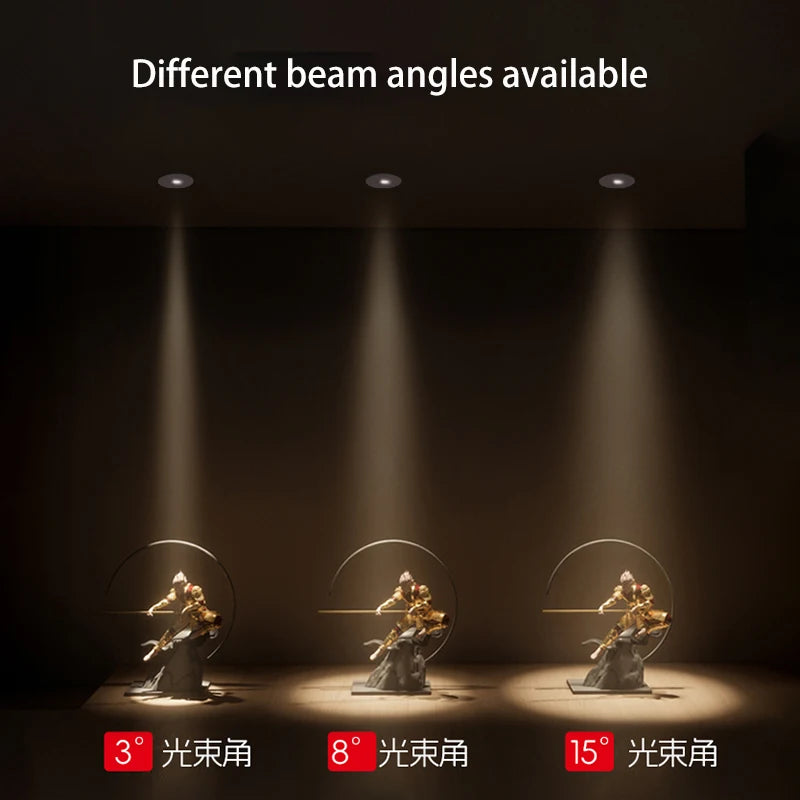 Led Spotlight Small Beam Angle 3 8 15 Degree Spot Light Recessed Round Atmosphere Dining Table Ultra-thin White Black 110V 220V