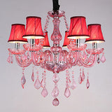 French Princess Room Crystal Pink Chandelier Villa Hotel Dining Table Candlelight Glass Decoration Rose Red LED Pendent Lamp