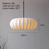 Nordic Simple White Silk LED Pendant Light - Modern Textile Ceiling Hanging Lamp Fixture for Dining Table, Coffee Table, Tea Room & Bedroom