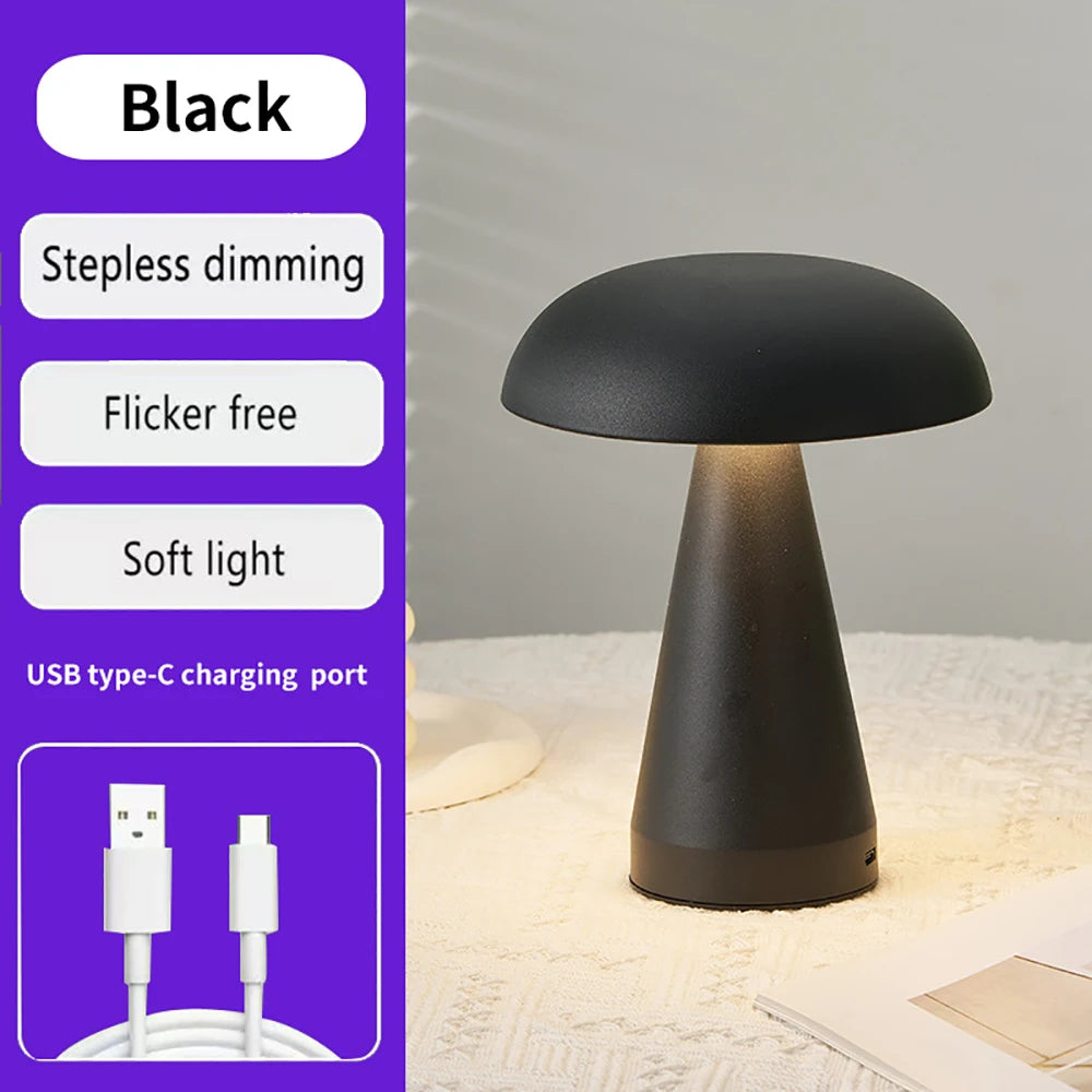 USB charging desk lamp Metal mushroom desk lamp charging Living Room Restaurant bar casual learning atmosphere light Touch night