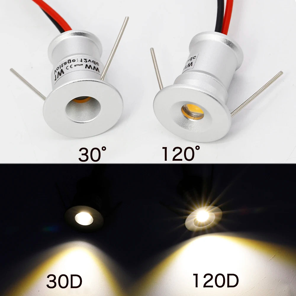 IP65 Mini LED Spotlight 1W 15mm - 12V Recessed Downlight with Transformer