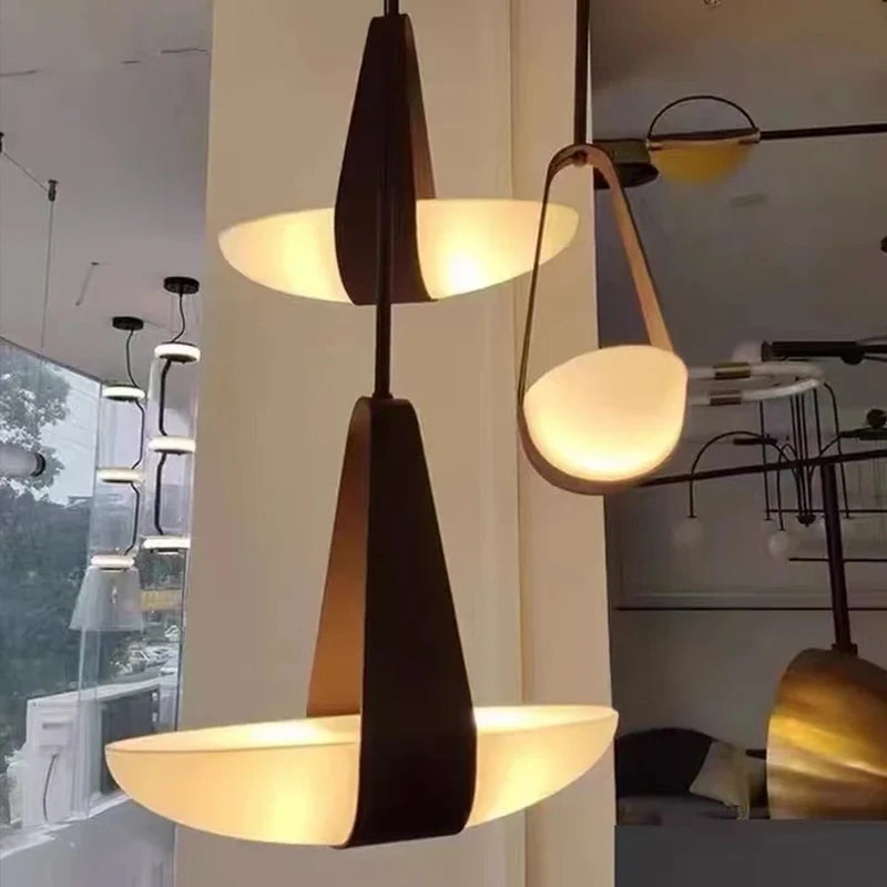 Nordic Designer Leather Ceiling Chandelier Dining Room Kitchen Bar Table Coffee LED Pendant Lamp Home Deco Bedroom Bedside Light