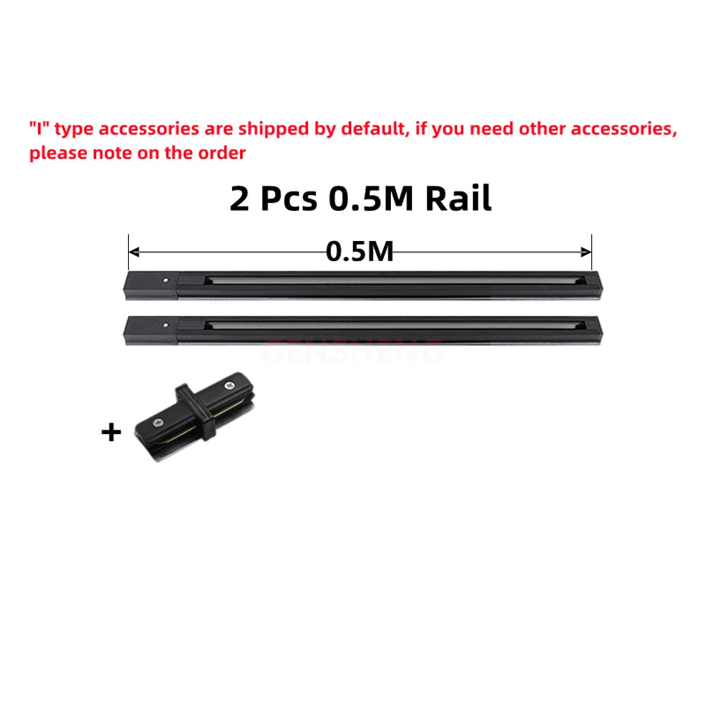 LED Track Light Rail 0.5M 1M Black White Aluminum 2 Wire System Track Light Series Universal Track for Ceiling Spot Lamps