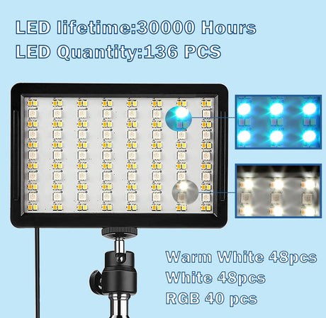 2023 LED Photography Video Light Panel Lighting Photo Studio Lamp Kit For Shoot Live Streaming  With Tripod Stand RGB Filters