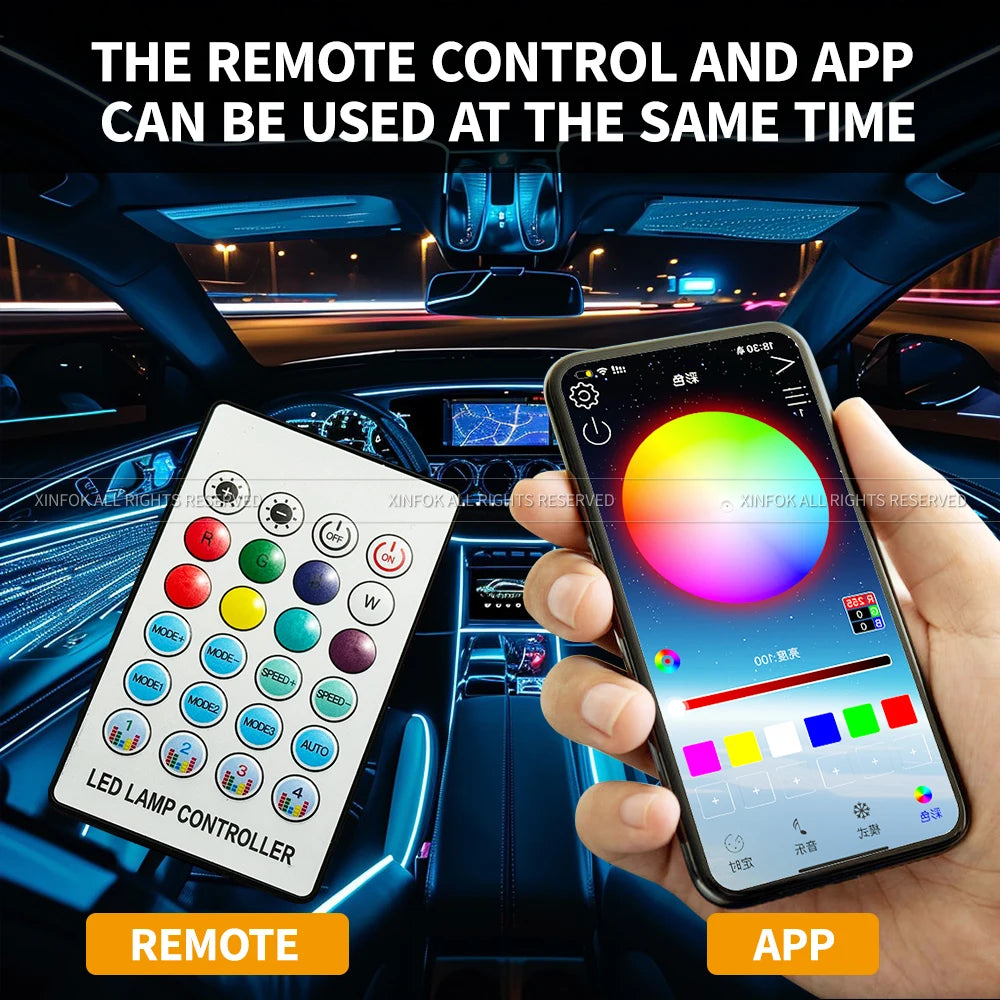 43.31" Streamer Car Ambient Light - RGB 64 Color Universal LED Interior Strip