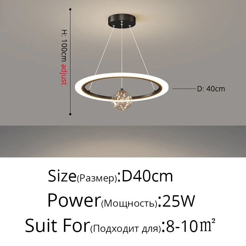 2025 New Pendant Light Lusters For Living Room Chandelier Modern Creative Circle Ring Bedroom Lamps Restaurant Ceiling Luminaire