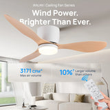 42/52 Inch Ceiling Fan Light - High Airflow LED Dual Function for Living Room & Bedroom, Remote & Timer, Easy Installation