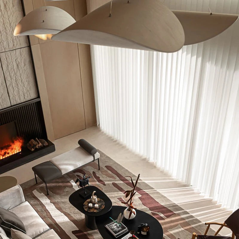 Nordic Minimalist Wabi Sabi Silk Chandelier Living Dining Room Bar Home Deco Led Pendant Lamp Bedroom Loft Hanging Light Fixture