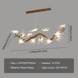 Luxury Glass Bird Chandelier (Designer Swallow Pendant Light) - Modern Decorative Hanging Ceiling Lamp Fixture for Living Room & Dining Room