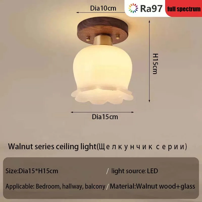 Home Lighting Walnut Copper LED Ceiling Light Corridor Living Room Light Interior Decoration Modern Ceiling Light Fixtures