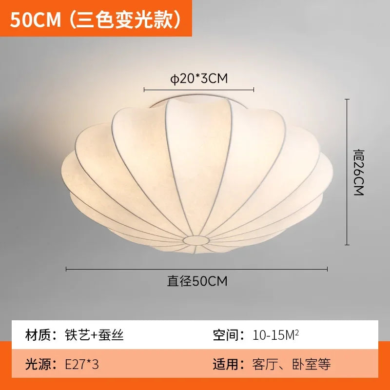 Silk Ceiling Lamp Surface Mounted  Downlight Living Dining Room Bedroom