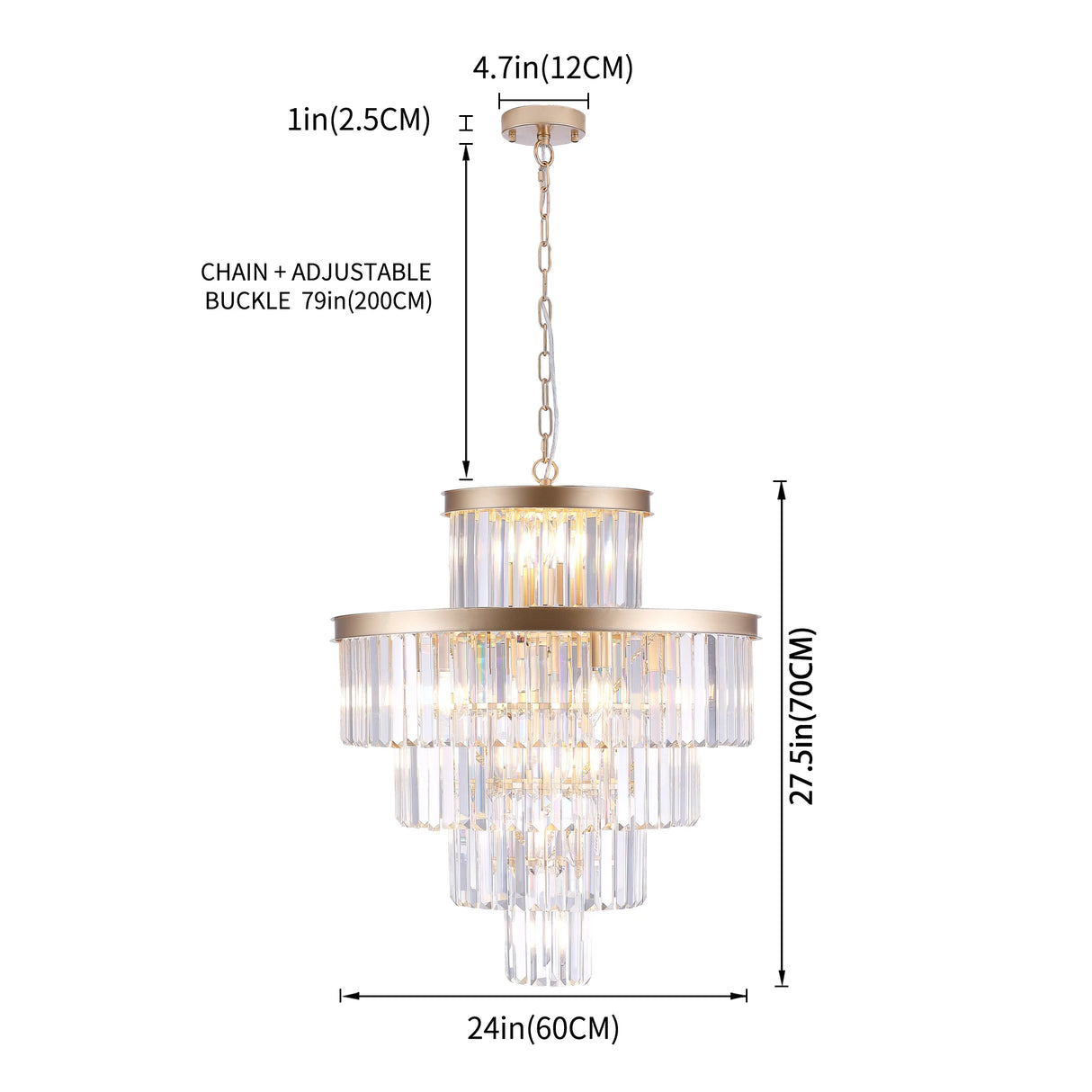 Luxury Golden Crystal Chandelier Modern Chandeliers Lights Fixture Hanging Pendant Light Fixture Dia 23.6 Inch