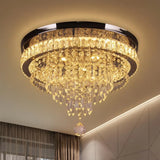 19.7" Modern Crystal Chandelier Ceiling Light LED Chandeliers Flush Mount Ceiling Light Fixture for Bedrooms Living Dining Room