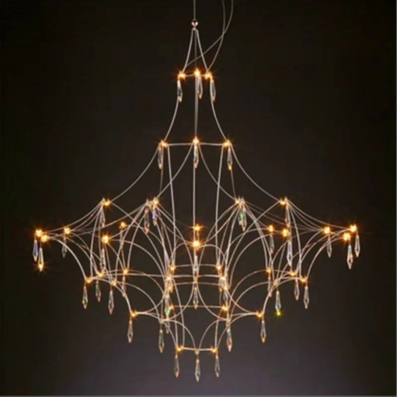 Starry Sky Villa Living Room Large Pendant Italian Minimalist Restaurant Lighting Modern Art Loft Staircase Crystal Pendant