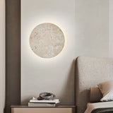 Wabi-Sabi Japanese Style Bedroom Bedside Wall Lamp Retro Homestay Corridor Aisle Porch Round Yellow Travertine Led Lighting