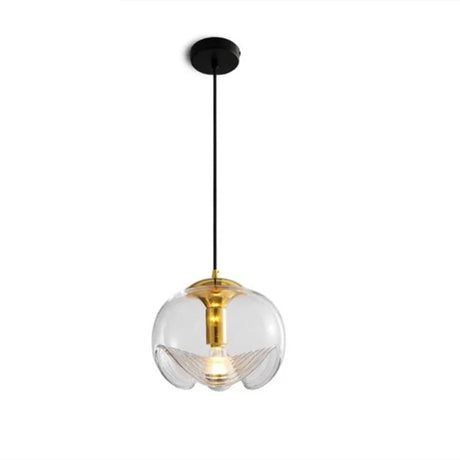 Nordic Vintage Water Wave Pattern Glass Pendant Lamp Bedside Store Restaurant Balcony Ceiling Installation Lighting Fixtures