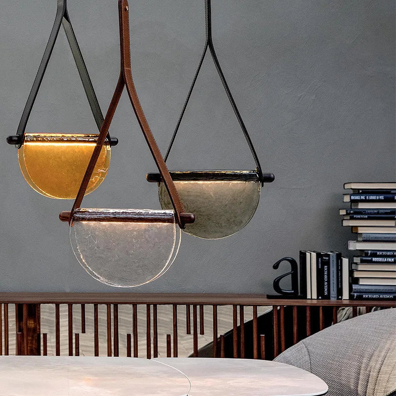 Modern Creative Restaurant Chandelier Nordic Bedroom Living Room Hotel Villa Leather Glass Chandelier