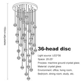 LED Villa Staircase Pendant Lights Long Cable Hanging crystal glass ball droplight for Restaurant Bar Indoor Decorative