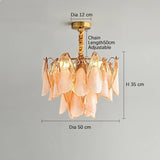 2025 New Designer Petal Shape Glass Chandelier Dimmable Stainless Steel Pendant Lamp Adjustable Ceiling Luster for Living Room