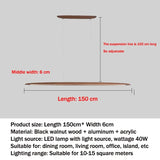 Modern Wooden Linear Pendant Light - Nordic LED Kitchen Island Hanging Lamp