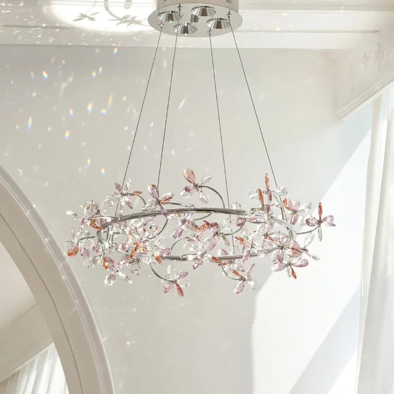 French Luxury Crystal Chandelier Romantic Princess Room Bedroom Master Light High-end Dining Room Crystal Wreath Light Fixture