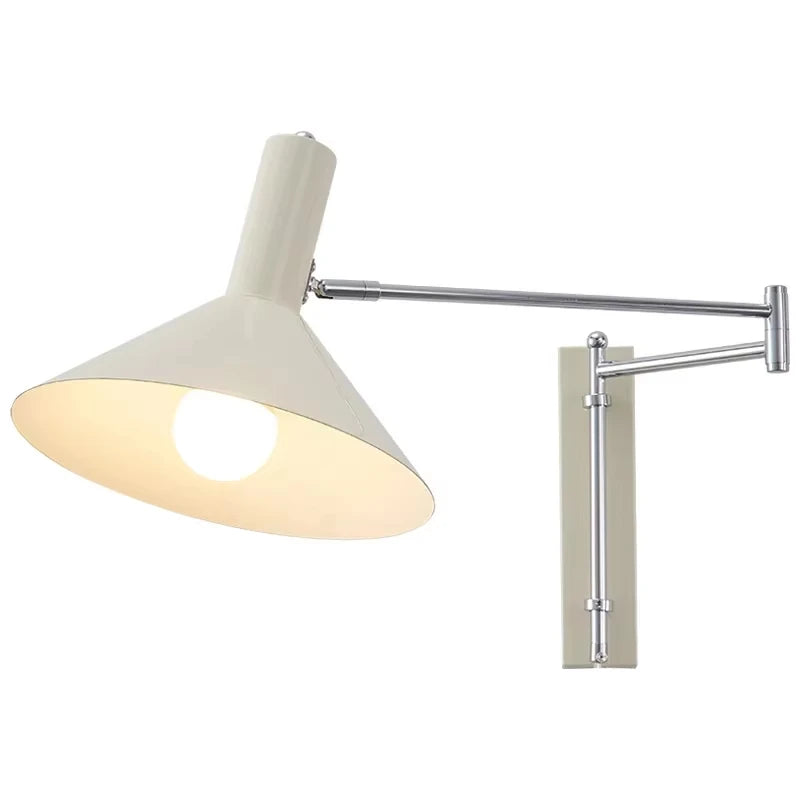 Extendable Foldable Bauhaus Bedside Lamp - Adjustable Swing Arm Plug-In LED Wall Light