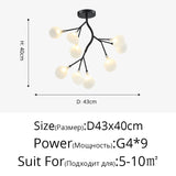 Creativity Firefly LED Chandelier Black Gold for Living Room Bedroom Hall Home Decor Indoor Lighting Minimalist Ceiling Pendant