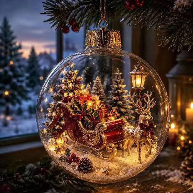 1-5pcs Christmas Tree Ornament Clear Xmas Ball Transparent Hanging Pendant Creative Sports for Holiday Party Home Gift