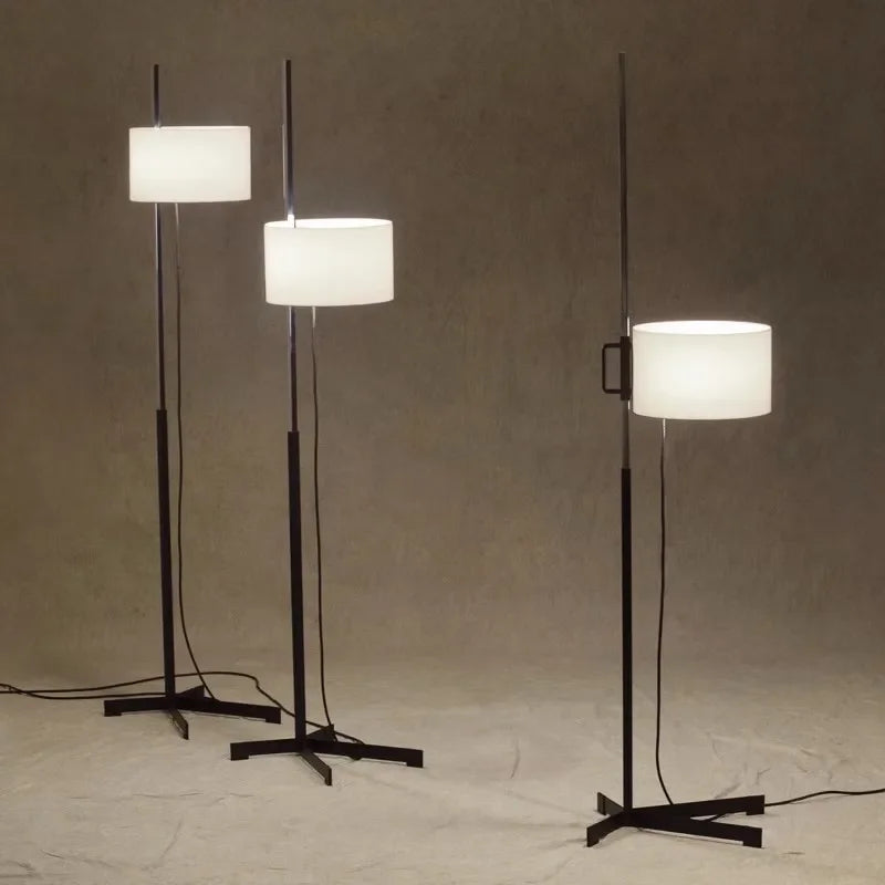 Spanish Designer Floor Lamp with E27 Light Bulb Metal Body Fabric Shade Height Adjustable